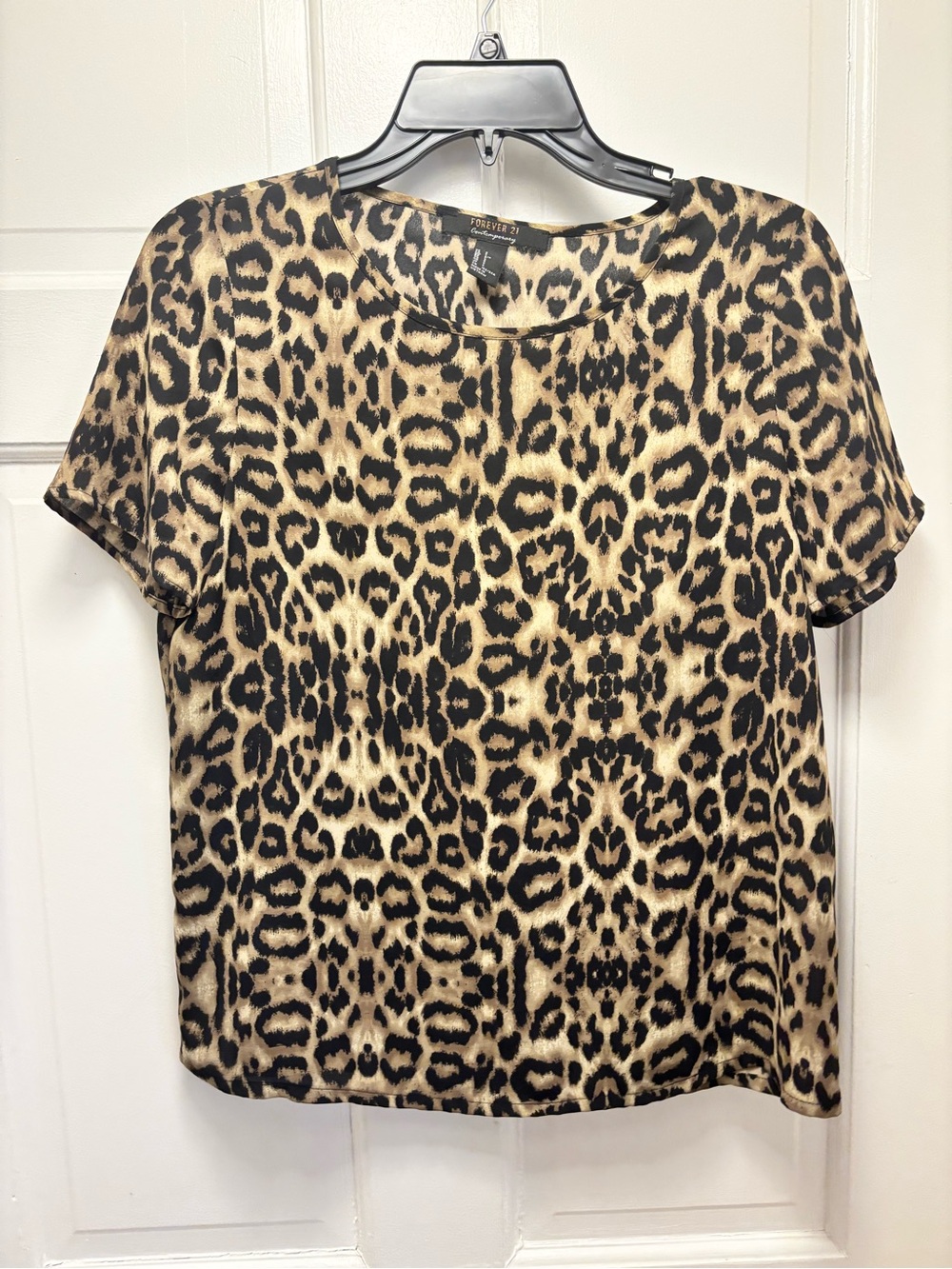 Forever 21 Leopard Print Short Sleeve Shirt